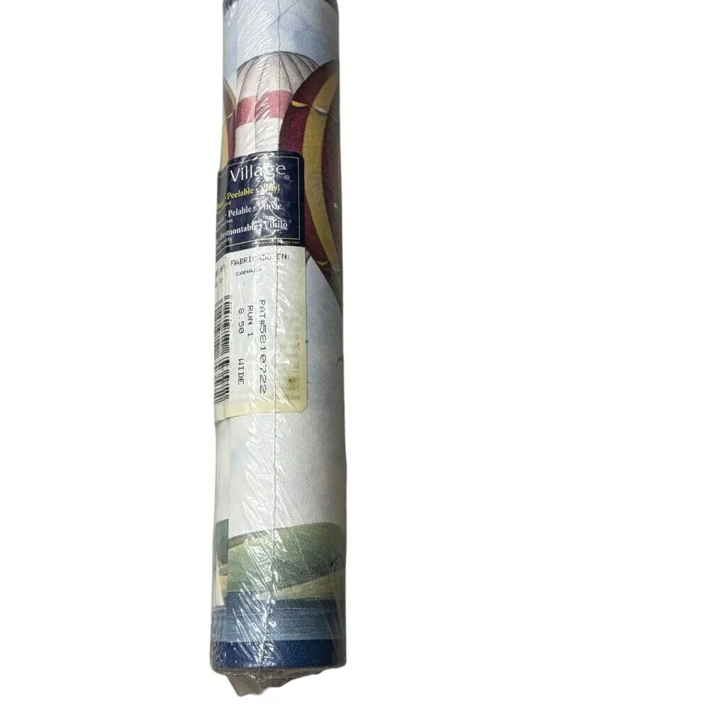 Vintage Village Wallpaper Border Hot Air Balloons Sailboats 15 Feet New